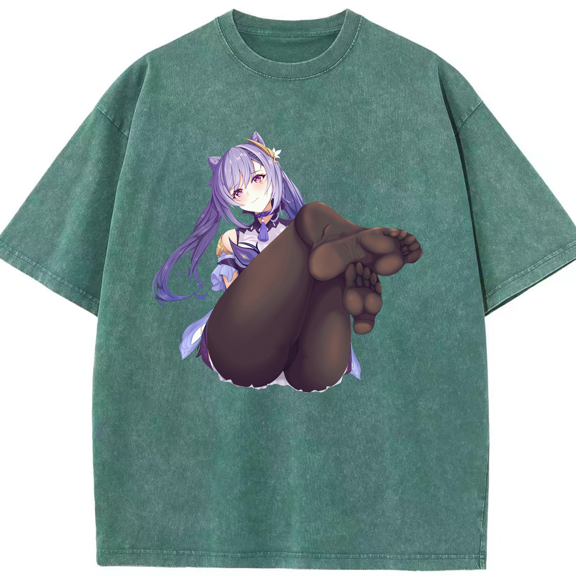 げんし神 刻晴 こくせい genshin Kokusei 綿100% ヴィンテージ風 半袖Tシャツ（フロントプリント）